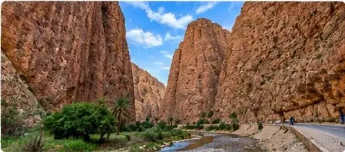 River and limestone walls in Todra Gorge