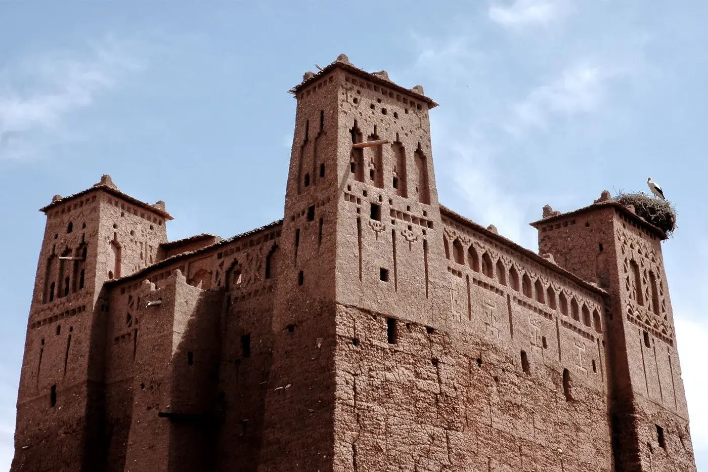 Traditional earthen kasbah towers in Ouarzazate