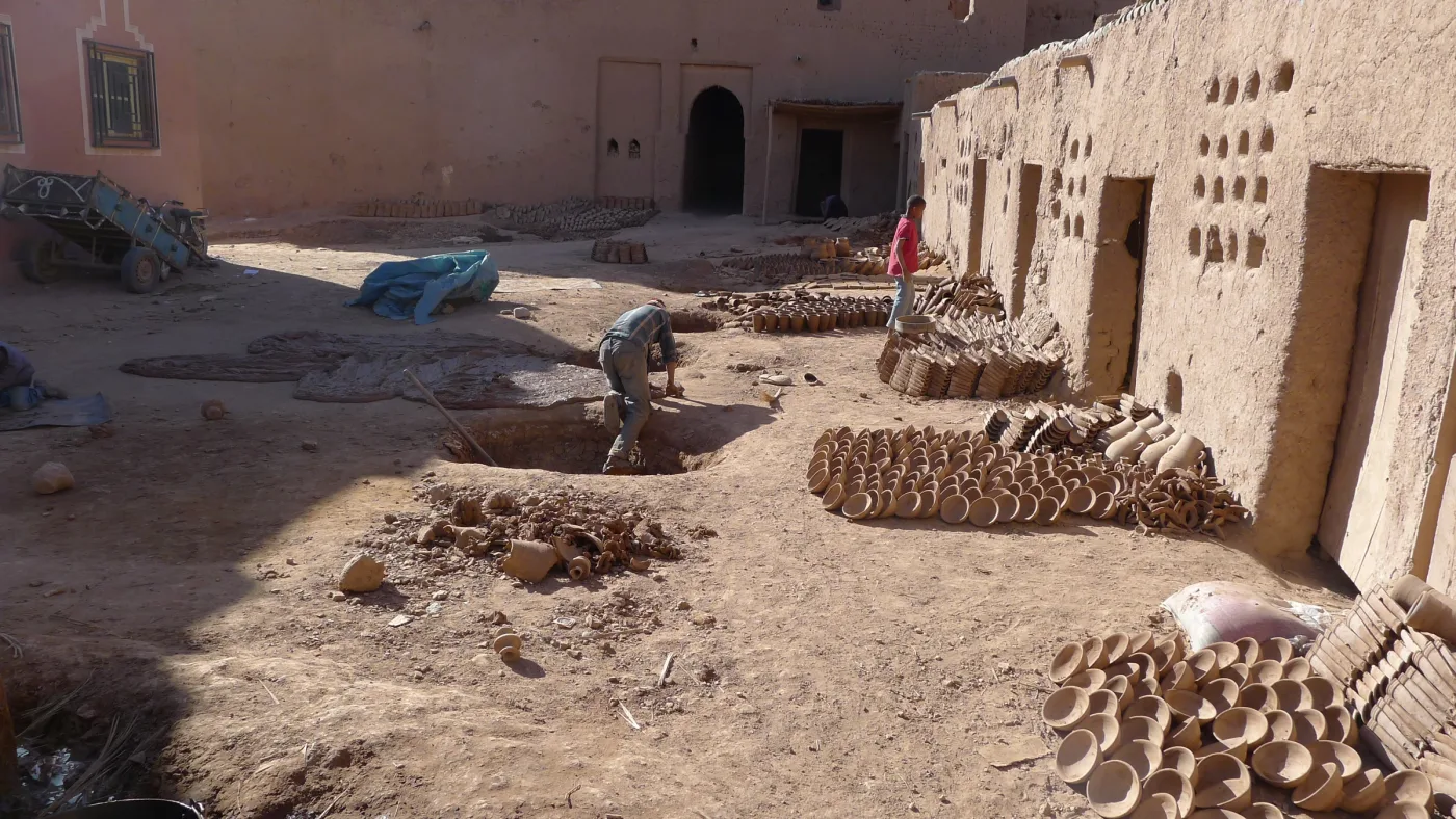 Artisan at a pottery workshop in Tamegroute, photographed in 2012
