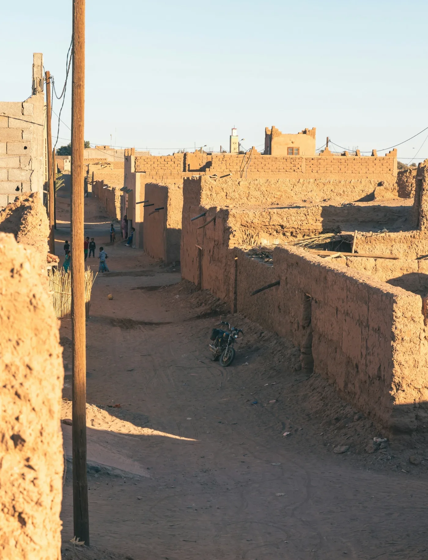 Village street in M’Hamid El Ghizlane, the gateway before the desert crossing