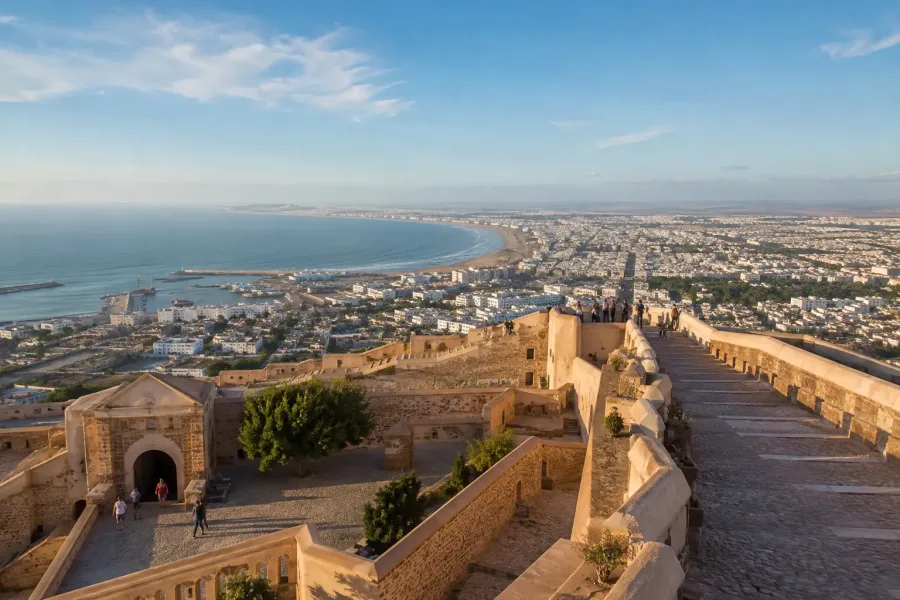 Agadir Oufella kasbah walls overlooking the city and Atlantic bay