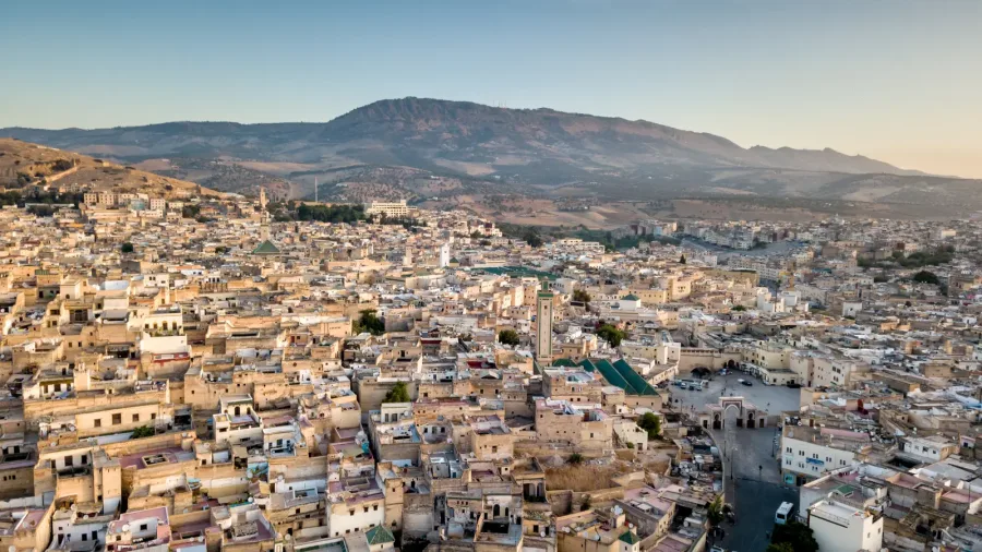 Panoramic view over the historic buildings of Fes el-Bali