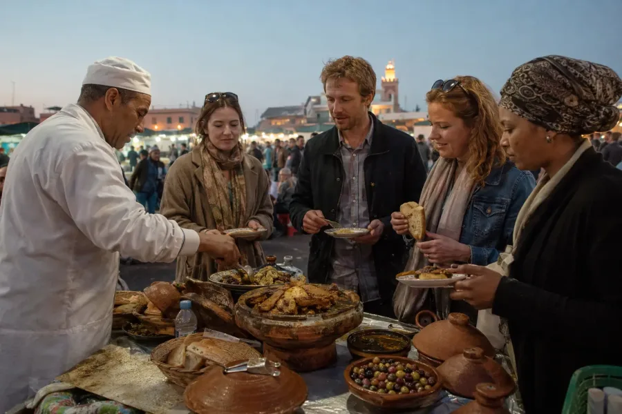Traditional Marrakech food tasting with Moroccan dishes