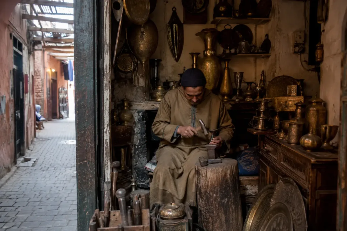 Traditional artisan workshop inside the Marrakech medina