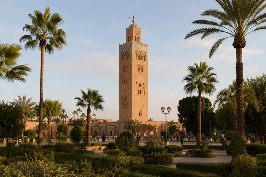 Minarett der Koutoubia-Moschee über Marrakesch