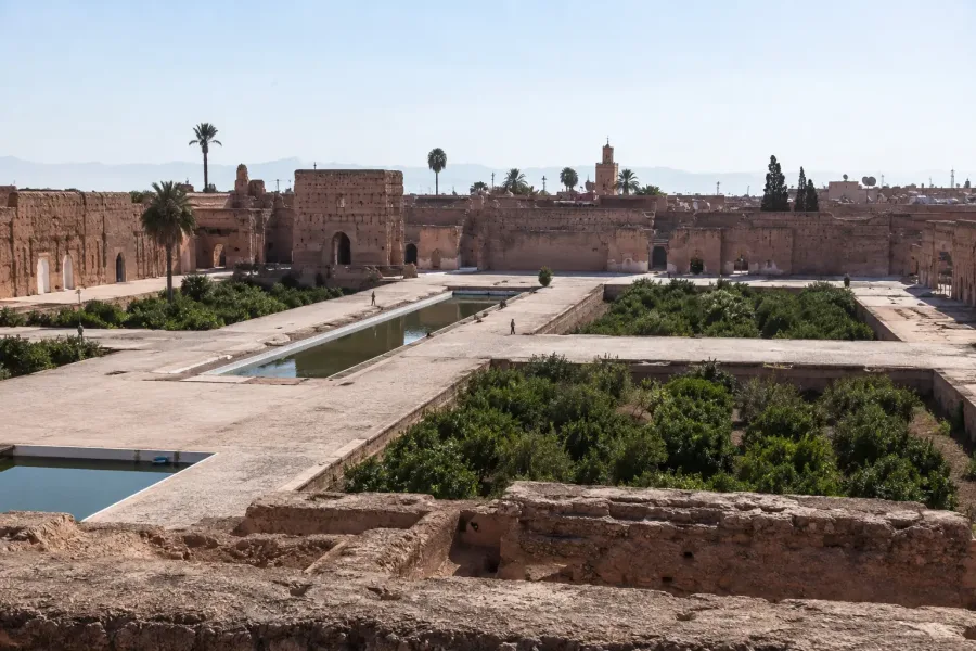 Historic ruins and sunken gardens of El Badi Palace
