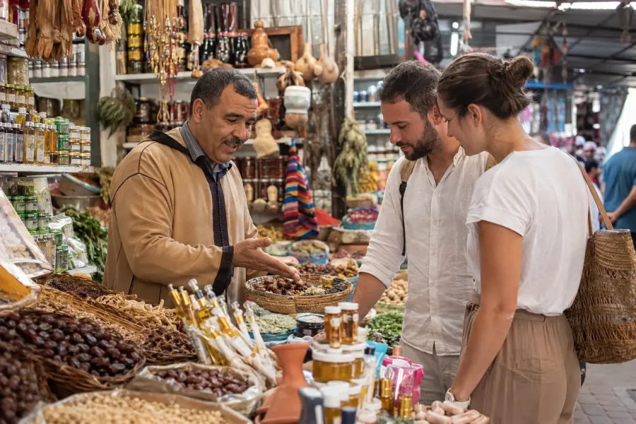 Goûter et acheter au Souk El Had Agadir